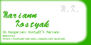 mariann kostyak business card